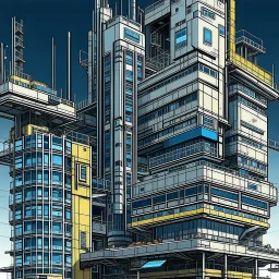 cyberpunk retro futuristic construction for comics