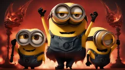 Minions from despicable me in the theme of demonology