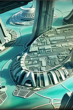 high detail map of futuristic tropical dystopian city