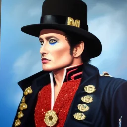 Full body portrait, painting, medium shot lady style of Adam Ant