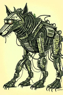 Wolf biotic robot drawn in the style of E