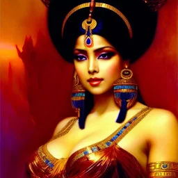 Drawing of beautiful face, 'busty cleopatra',throne,hieroglyphics,balanciaga fashion clothe painting by gaston bussiere, greg rutkowski, yoji shinkawa, yoshitaka amano, tsutomu nihei, donato giancola, tim hildebrandt, oil on canvas, cinematic composition, extreme detail,fit full head inside picture,16k