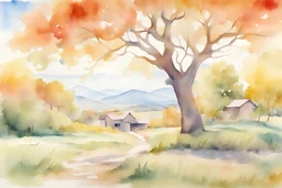 watercolor painting of bright landscape