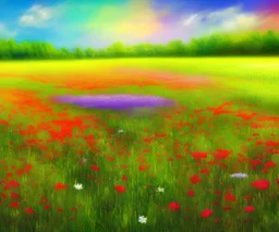 beautiful flower meadow impressionism