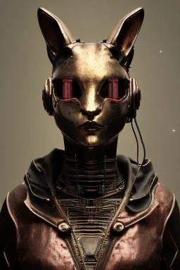 Medium Close Up Portrait, Front image. cyberpunk, rabbit mask, teenager, blonde woman, cyber helmet head. Bronze dress. Black, pink, color. Steampunk style. renaissance ornaments, Color background, photo studio. Front image, highly detailed, concept art, smooth, unreal engine 5, ray tracing, RTX, lumen lighting, ultra detail, volumetric lighting, 3d, finely drawn, high definition, high resolution.