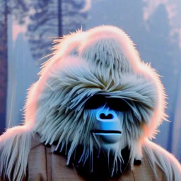 subject = (Yeti in a mask) background = (wildfires, flames, mountains, fires, smoke, disaster)