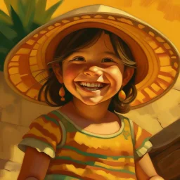 mexican child smiling painting neoclassism whole body zoom the sun