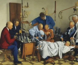 Complex Surgical Instruments,Putin, President Xi Of China And Joe Biden Play Chess with a Newborn Boy,Painting By Adrian Ghenie,Michelangelo,Rene Magritte,Lucian Freud,Salvador Dali,Pablo Picasso