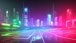 hacker city with neon lights
