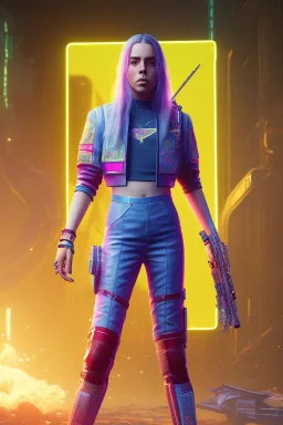 Billie Eilish, in stockings, cyberpunk2077