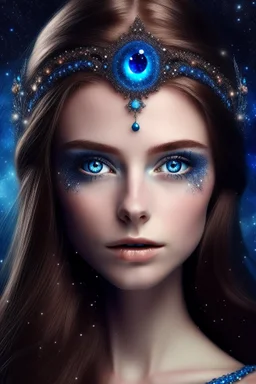 Galactic beautiful woman deep Blue eyed princess
