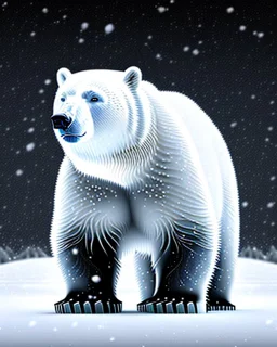 Fondo blanco Art illustration lineal polar bear, nieve, calidad ultra, hiperdetallado, 12k, fondo blanco, color blanco y negro full body