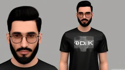 a single man, an Arab from the Middle East, he has a beard, who wears a gold chain, with a t-shirt marked ODK, wears a black baseball jacket with the mark ODK, which bears black sunglasses, with a black baseball cap with the initials ODK. at night, in the city center, at night.