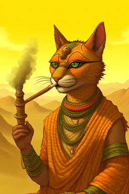 Desert Khajiit smoking pipe