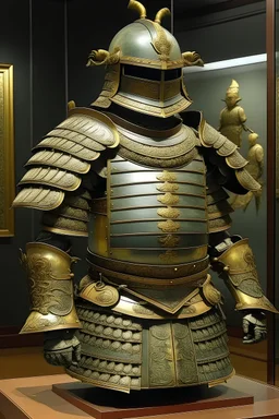 a chinese armor in a museum, ghibli style