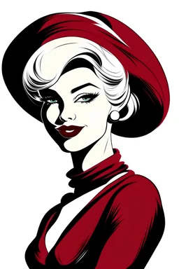Create an attractive and stylized vector illustration of Sexy Mrs. Claus, perfect for a t-shirt design, against a white background. Depict Mrs. Claus in a modern and alluring manner, blending subtlety with elegance. Emphasize her confidence and refined style while maintaining respect for the classic character. Apply harmonious proportions and smooth lines to create an appealing silhouette. Use bright colors such as red, white, and gold to highlight the festive theme, adding subtle shadows and h