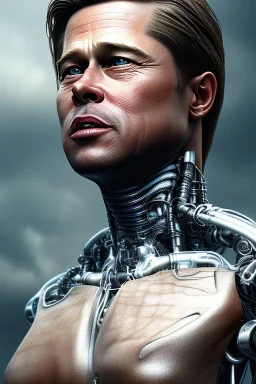 Brad Pitt sorrow terminator robot face, dark age, 8k resolution, realistic, intricate, 8k resolution, high-quality, fine-detail, digital art, detailed matte, volumetric lighting, dynamic lighting, photorealistic