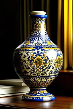 Portuguese tiles pattern ceramic vase lamp
