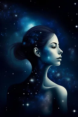 cosmic woman, universe, stars,