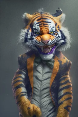 A picture of a cute tiger in the form of a joker, a professional, high JPEG image