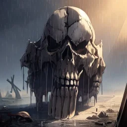 Skulls Queen, raining, raiven, destroyed Market,