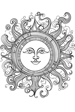 outline art for Sun coloring pages with sitch, white background, Sketch style, full body, only use outline, dementia patients style, clean line art, white background, no shadows and clear and well outlined.