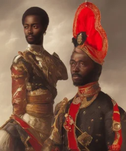 Negro Felipe, african slave, red uniform, red headband, short beard