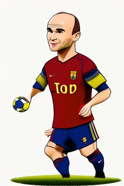 Andres Iniesta football player ,cartoon 2d