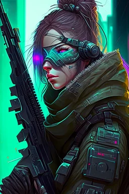 Female cyberpunk sniper