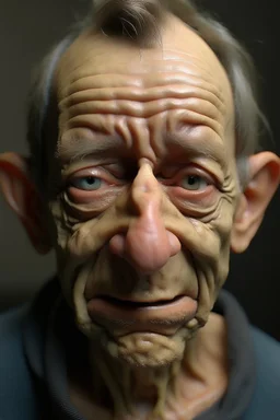 ,make an ugly human crying and with very realistic normal ears