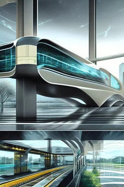 Water metro station design, modern, sophisticated, futuristic, assume year to be 2100