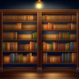 Generate an image of a table with wooden shelves and a warm, inviting atmosphere. The bookshelf should be well-lit with soft, natural lighting. The empty shelves should be neatly organized and evenly spaced. The background should be slightly blurred to emphasize the empty bookshelf. The overall composition should be visually appealing and suitable for showcasing custom book covers.