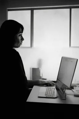 solana king liquidation flush shadow face in a dark room looking at computer oracle of delphi seeing the future in the style of surrealism black and white