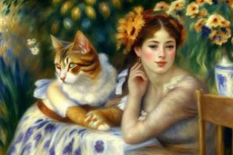 Two cats on a terrace. Auguste Renoir. Perfekt brown eyes with perfect iris.