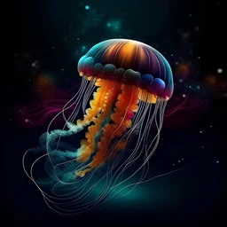 Can you design an abstract image of jellyfish in outer space