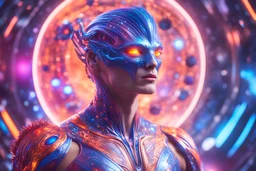 sexy cosmic male extraterrestrial being, colorful, cute, intricate, content, elegant, highly detailed, Cinematic, Color Grading, Editorial Photography, Depth of Field, DOF, Tilt Blur, White Balance, 32k, Super-Resolution, Megapixel, ProPhoto RGB, VR, Half rear Lighting, Backlight, non photorealistic rendering