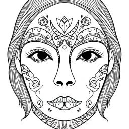 sugar skull, "Intricate Calavera Designs", full view, realistic face, coloring page, only draw lines, coloring book, clean line art, –no sketch, color, –ar 3:4, white background, minimalistic black lines, minimal black color, low level black colors, coloring page, avoid thick black colors, thin black line art, avoid colors, perfect shape, perfect clear lines,