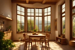 Uhd photography, 8k, ultra HD, Create a real house which contains roof window in top and normal window in wall, sunlight comes inside the window,8K, Ultra - HD, Super - high resolution a living room filled with furniture and a dining table, skylights, 8k octan advertising photo, cloissonne, summer light, images on the sales website, standing near a window, in an attic, all white render, realistic space, people looking at a house, top lid