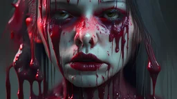 darkred slime Goth girl, realistic photograph , 3d render, octane render, intricately detailed, cinematic,