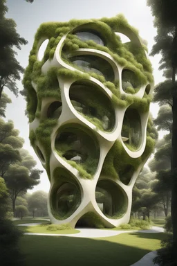 impossible geometry giant organic vegetal building