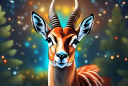 gazelle in 8k sticker drawing style, Christmas them, neon lights, intricate details, highly detailed, high details, detailed portrait, masterpiece,ultra detailed, ultra quality