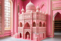 A light pink Arabian kingdom with a palace designed in Mehndi design painted by Stuart Davis