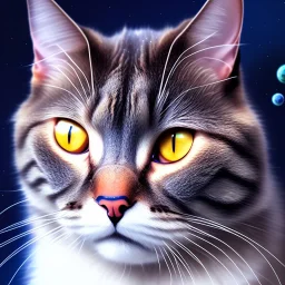 portrait full cat body, meditation, third eye, universe, fourth dimension, fractal, realistic, 8k, high quality, extreme detail, symmetrical,