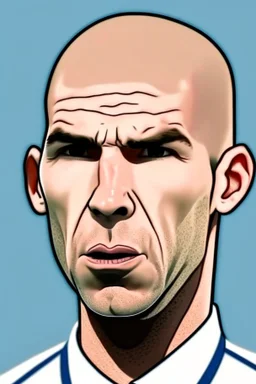 Zinedine Zidane French football player ,cartoon 2d