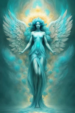 biblical accurate angel but a abstract surreal cyan bright holy flower