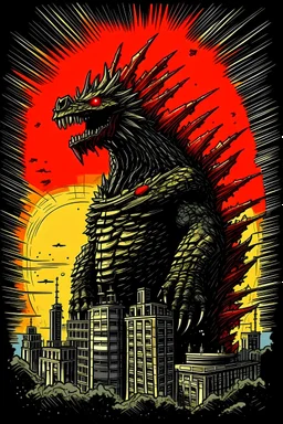 skyscraper hell godzilla robot sky sun alien