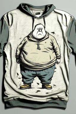 fat boy, hoodie , , ,, comic book art style, geek, engineer, t-shirt, jeans, drug addict, ,