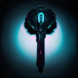 cyberpunk key, black background, black lighting