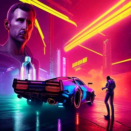 cyberpunk 2099 blade runner 2049 neon dynamic lighting, 8k Quiality naïve art retroism serene space