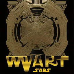 super embossed "STAR WARS" text, caption, shiny. gold and silver and black metallic, reflective, centered